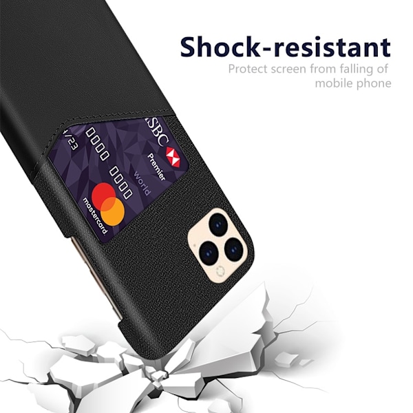 iPhone 12 / 12 Pro - KSQ Skal Med Kortfack - Svart Black Svart