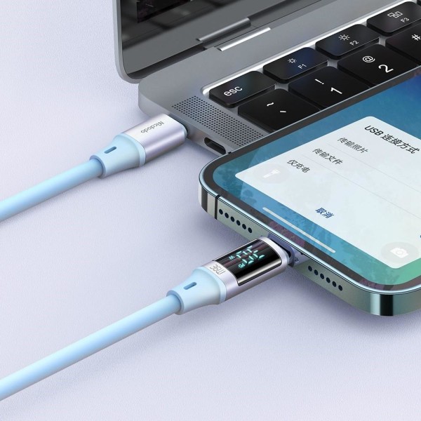 Mcdodo 36W 1.8m PD USB-C - Lightning LED Silikon Kabel Lila