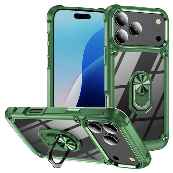 iPhone 18 Pro/17 Pro Skal Shockproof Ring Hybrid Grön