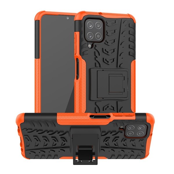Samsung Galaxy A12 - Ultimata Stöttåliga Skalet med Stöd - Orange Orange Orange