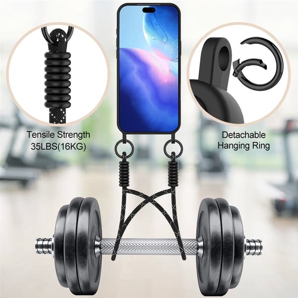 iPhone 17 Pro Skal Med Kortfack & Mobilsnöre Silikon Svart