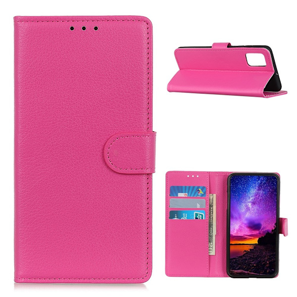 Samsung Galaxy A72 - Litchi Läder Fodral - Rosa Pink Rosa