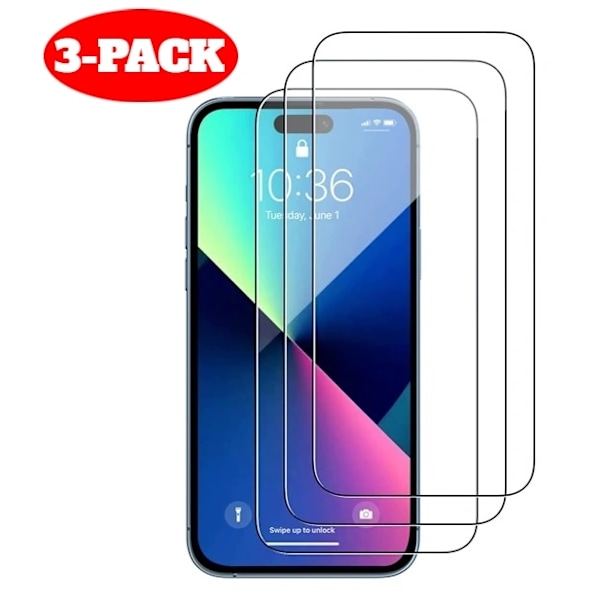 iPhone 15 Pro Skärmskydd i Härdat glas - 3-PACK