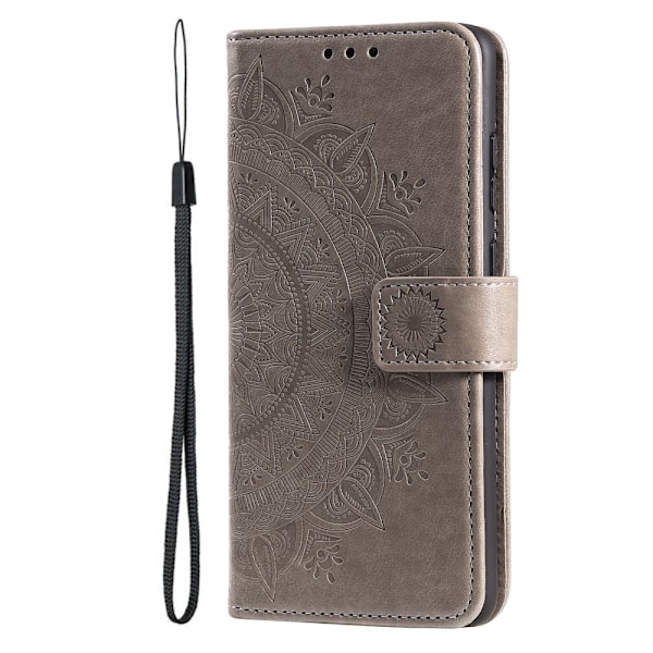 Motorola Moto G71 Fodral Mandala Läder Grå