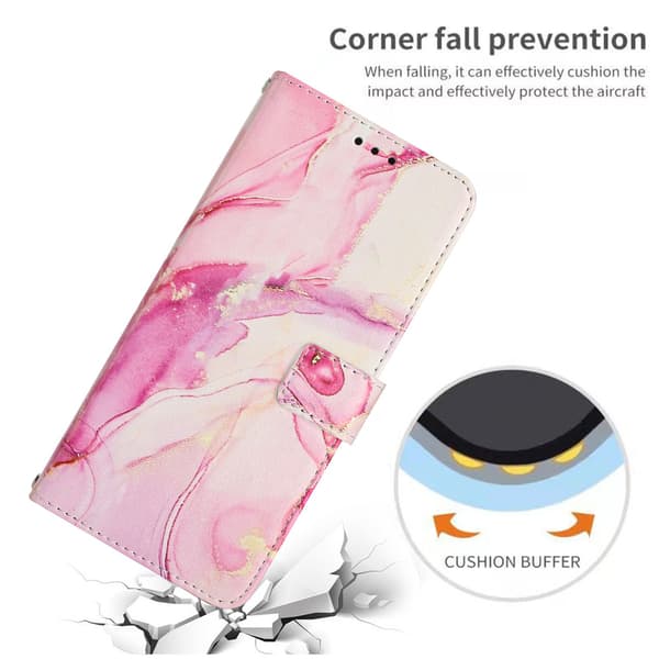 iPhone 17 Pro Fodral Läder Marmor Roséguld