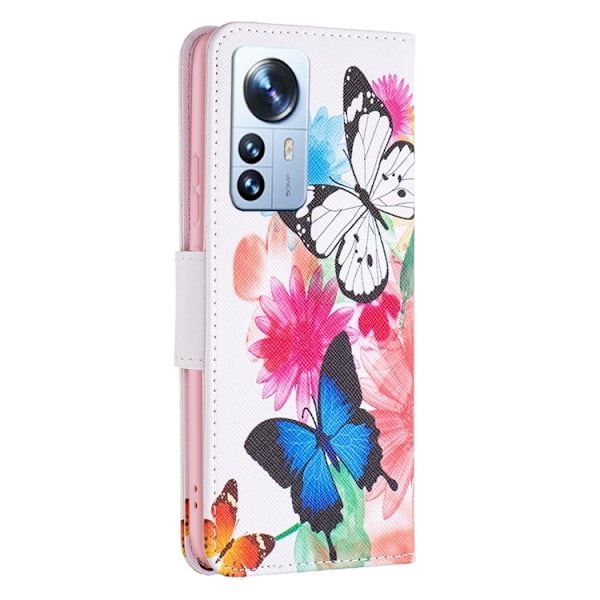 Xiaomi 12 Pro Fodral Med Tryck Blå/Vit Fjäril