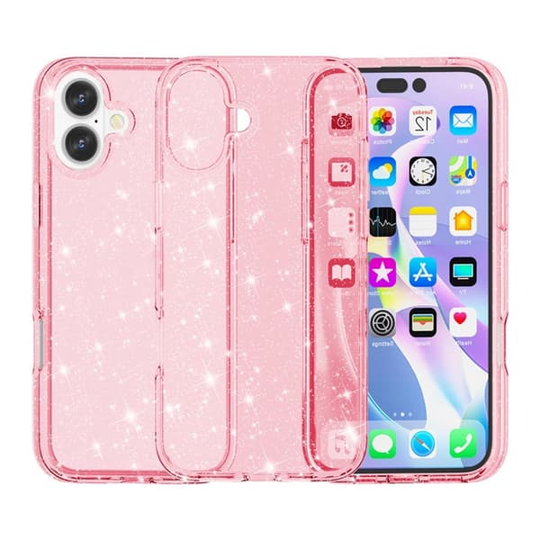 iPhone 17 Skal Hybrid Glitter Rosa