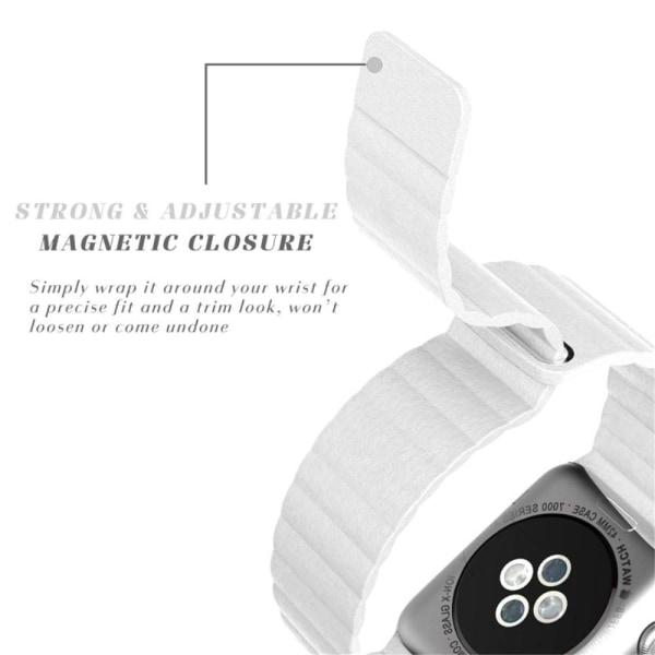 Magnetisk Loop Armband I Äkta Läder Apple Watch 44/42 mm Vit