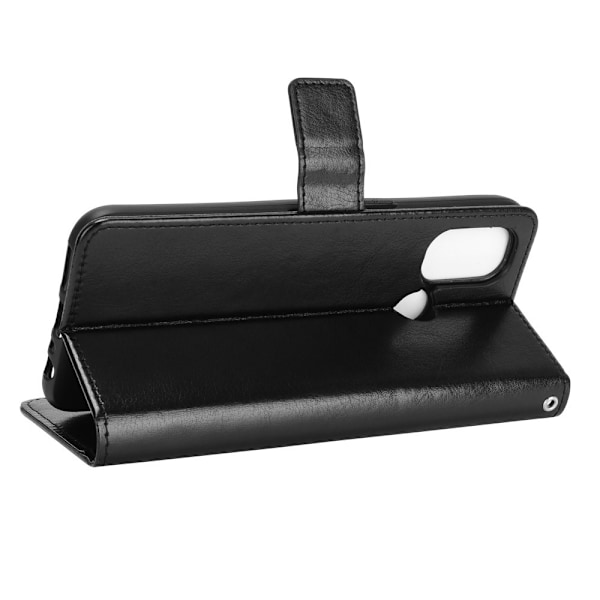 OnePlus Nord N100 - Crazy Horse Läder Fodral - Svart Black Svart