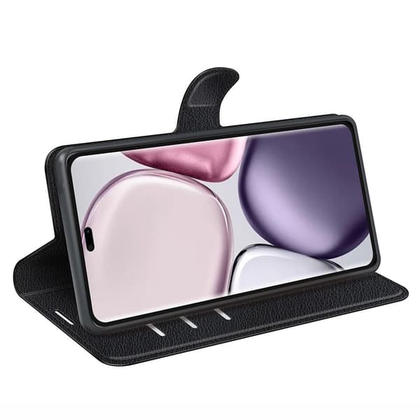 Honor Magic7 Lite Fodral Litchi Läder Svart