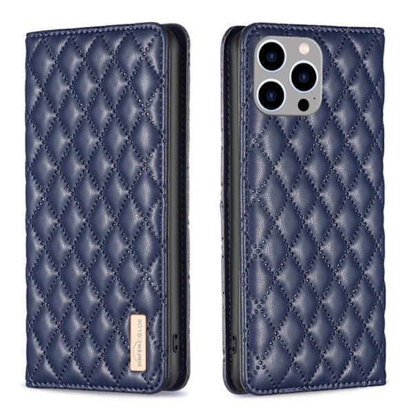 iPhone 15 Pro Max Fodral Diamond Flip Läder Blå
