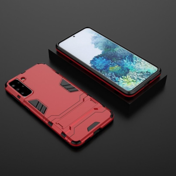 Samsung Galaxy S21 Plus - Hybrid Skal Med Kickstand - Röd Red Röd