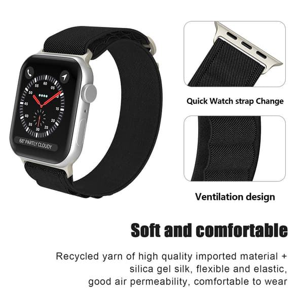 Apple Watch 42/44/45/46/49 mm Armband Alpine Pro Loop Svart