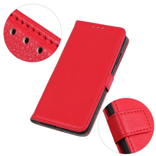 Xiaomi Mi 10T / 10T Pro - Litchi Läder Fodral - Röd Red Röd