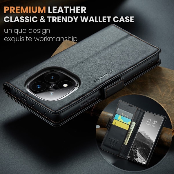 CASEME Redmi Note 14 Pro/Pro Plus 5G Fodral RFID Läder Svart