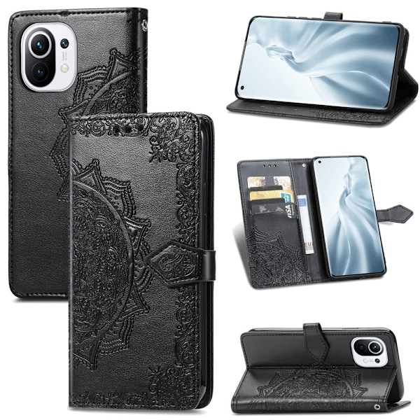 Xiaomi Mi 11 - Mandala Läder Fodral - Svart Black Svart