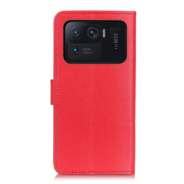 Xiaomi Mi 11 Ultra - Litchi Läder Fodral - Röd Red Röd