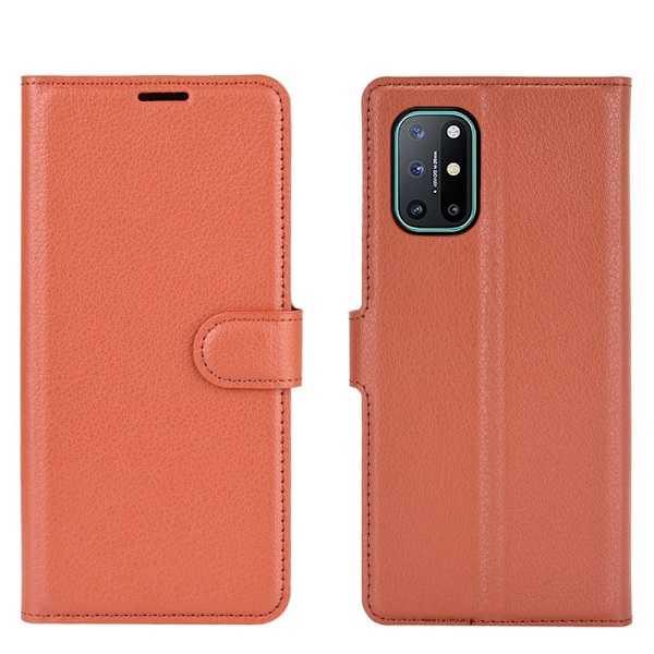 OnePlus 8T / 8T+  - Litchi Läder Fodral - Brun Brown Brun