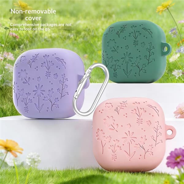 Samsung Galaxy Buds 4 / 4 Pro Skal Silikon Blommigt Tryck Grå