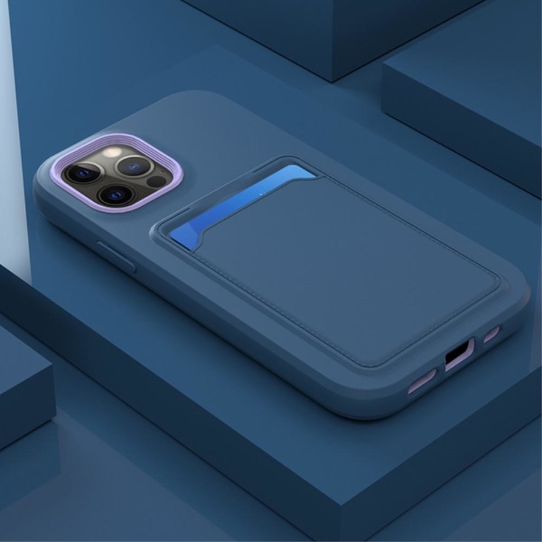 iPhone 13 Mini - Hybrid Skal Med Kortfack - Blå/Lila