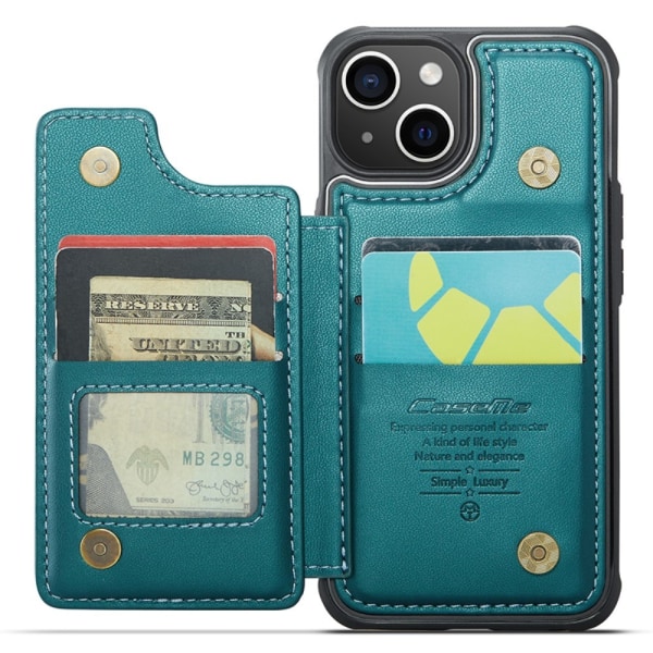CASEME iPhone 15 Skal RFID Kickstand Plånbok Grön