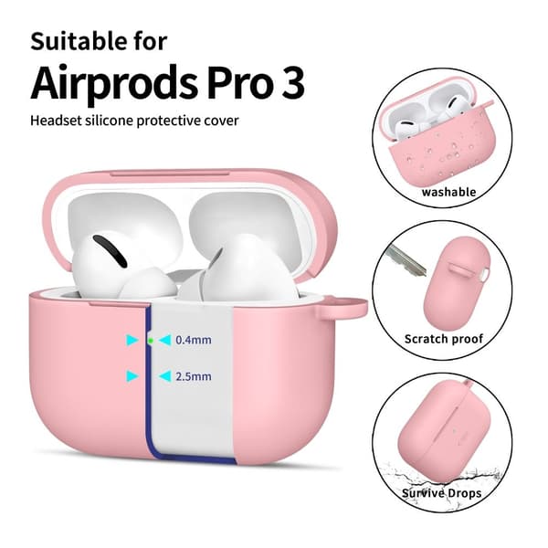 Tech-Protect AirPods Pro 3 Skal Silikon Hook Dusty Pink