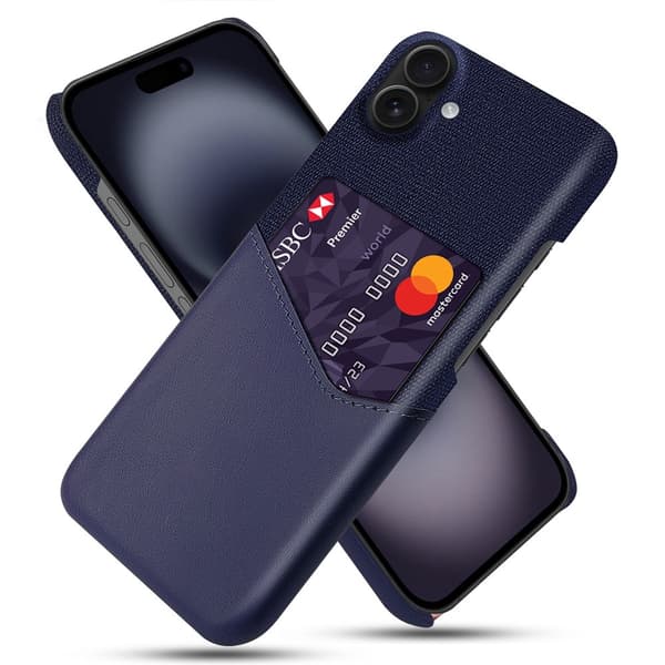 iPhone 17 Skal Med Kortfack Läder Blå