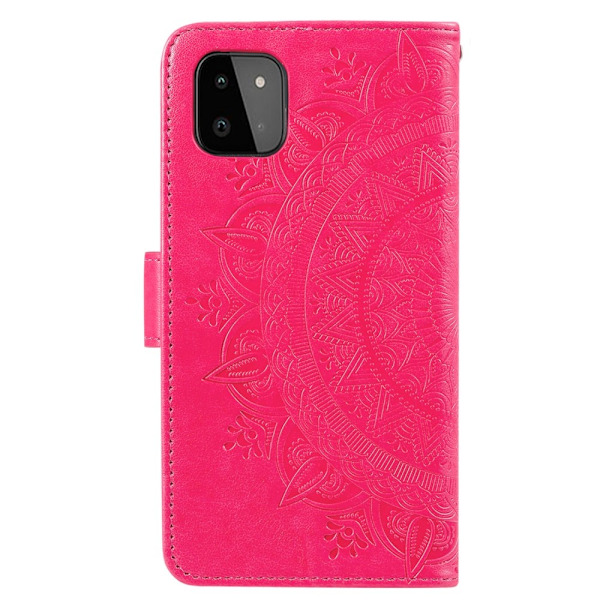 Samsung Galaxy A22 5G - Mandala Läder Fodral - Rosa Rosa