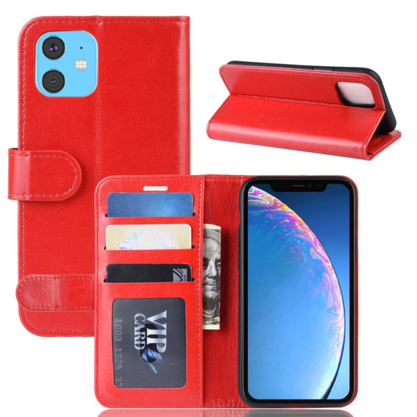 iPhone 11 - Crazy Horse Plånboksfodral - Röd Red Röd