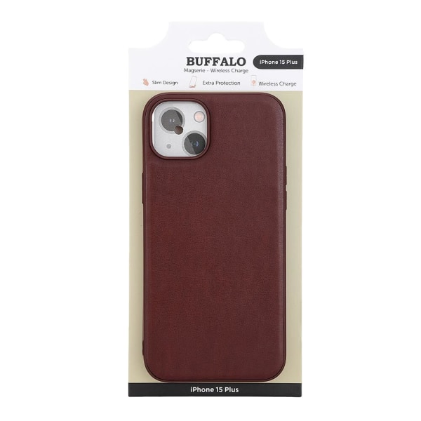 Buffalo iPhone 15 Plus Mobilskal MagSafe Läder Brun