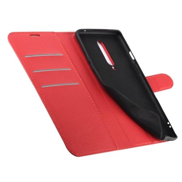 OnePlus 8 - Litchi Plånboksfodral - Röd Röd