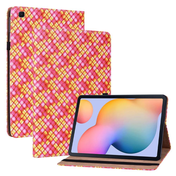 Samsung Galaxy Tab S6 Lite Fodral Vävd Textur Rosa/Gul
