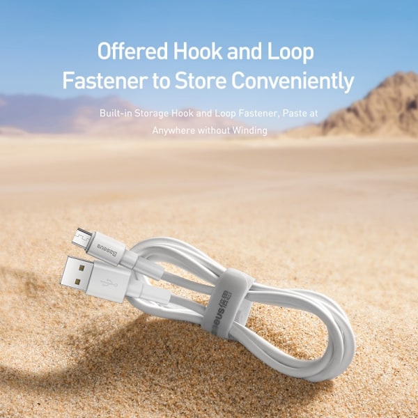 BASEUS USB till Micro-USB kabel, 1m, 2.4A - Vit Vit