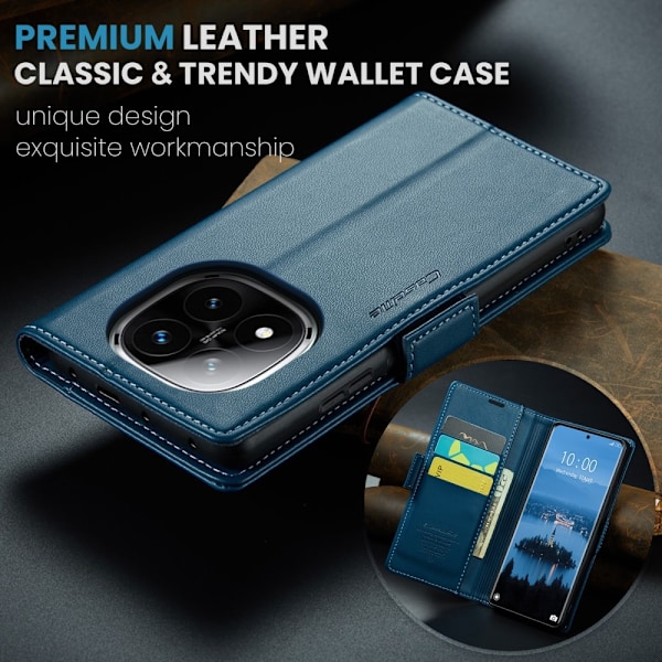 CASEME Redmi Note 14 Pro/Pro Plus 5G Fodral RFID Läder Blå