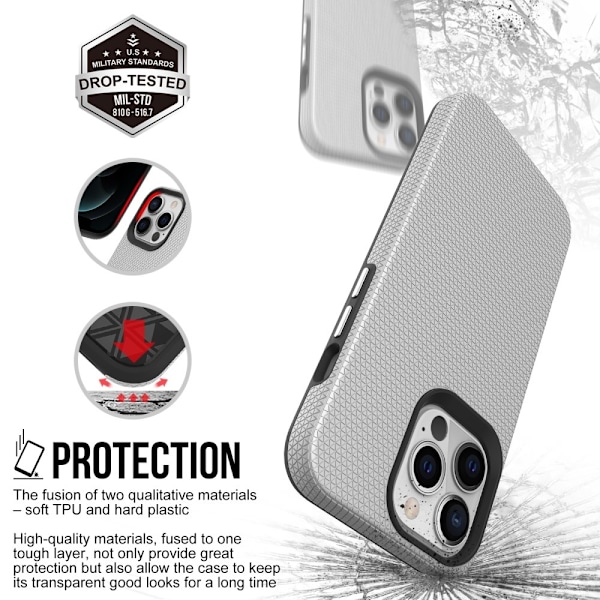 iPhone 13 Pro Skal Hybrid Triangle Textur Silver