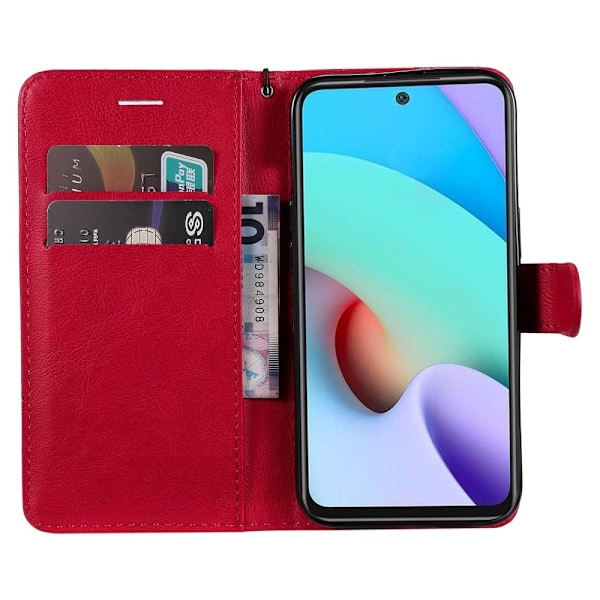 Xiaomi Redmi 10 Fodral Solid Läder Röd
