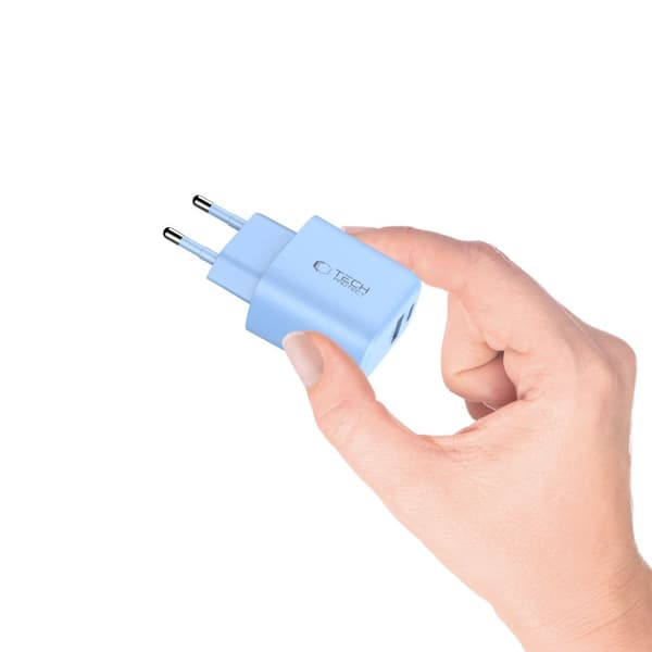 Tech-Protect 30W Väggladdare PD QC3.0 USB-C / USB-A Baby Blue