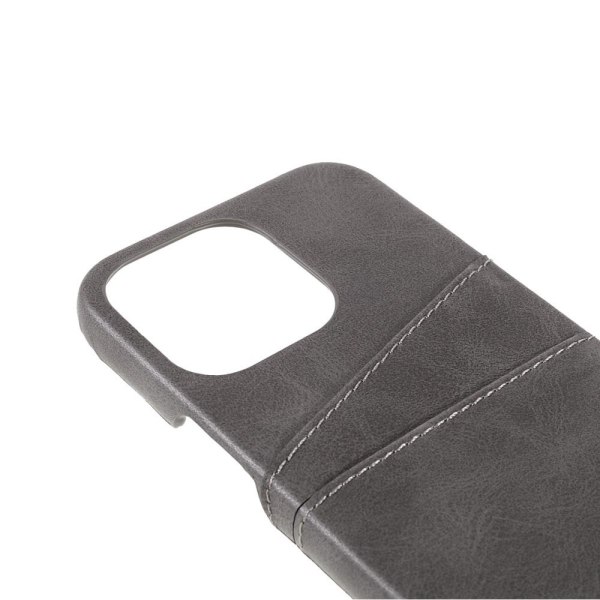 iPhone 13 Pro Max - Läderbelagt Skal Med Kortfack - Grå