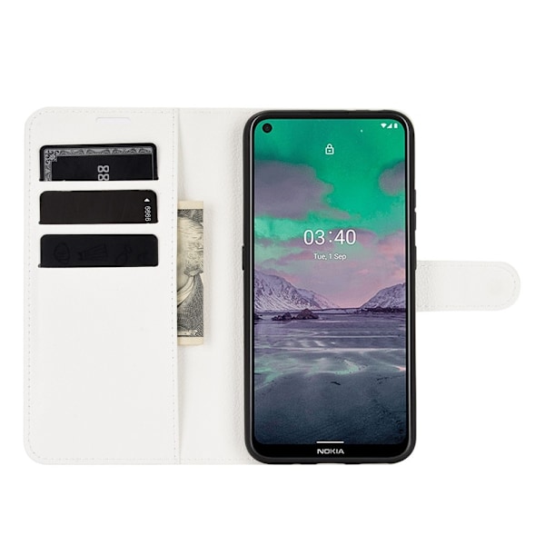 Nokia 3.4 - Litchi Läder Fodral - Vit White Vit