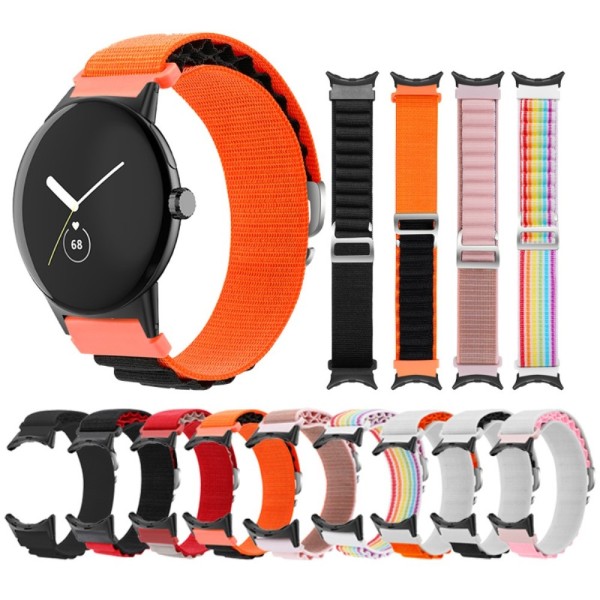 Google Pixel Watch / Watch 2 Armband Nylon Pro Svart/Röd