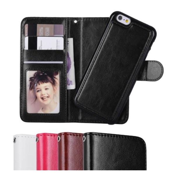 iPhone 6/6S - Plånboksfodral / Magnet Skal 2 in 1 - Vit White Vit