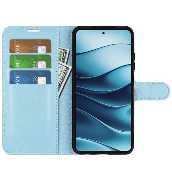 Xiaomi Redmi Note 14 4G Fodral Litchi Läder Blå