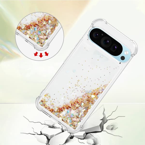 Google Pixel 10 / 10 Pro Skal Glitter Quicksand Guld