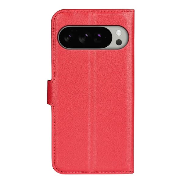 Google Pixel 10 Pro XL Fodral Litchi Läder Röd