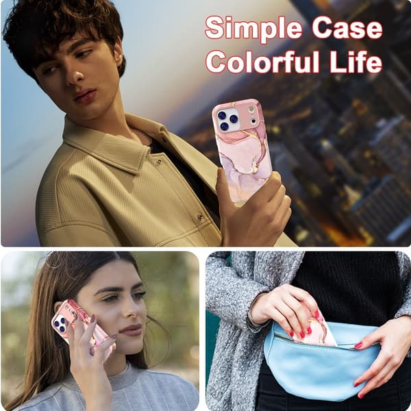 iPhone 17 Pro Max Skal Hybrid Med Marmor Tryck Rosa