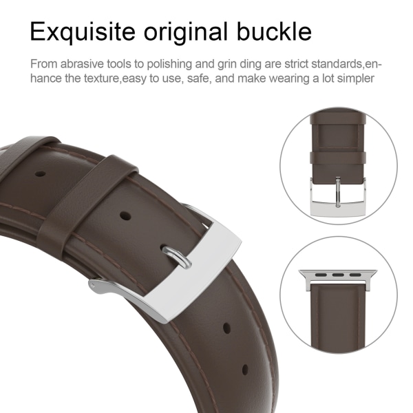 Äkta Läder Armband Apple Watch 41/40/38 mm Mörk Brun