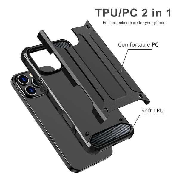 iPhone 16 Pro Skal Shockproof Armor Hybrid Svart