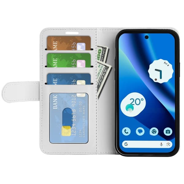 Google Pixel 10a Fodral Crazy Horse Läder Vit