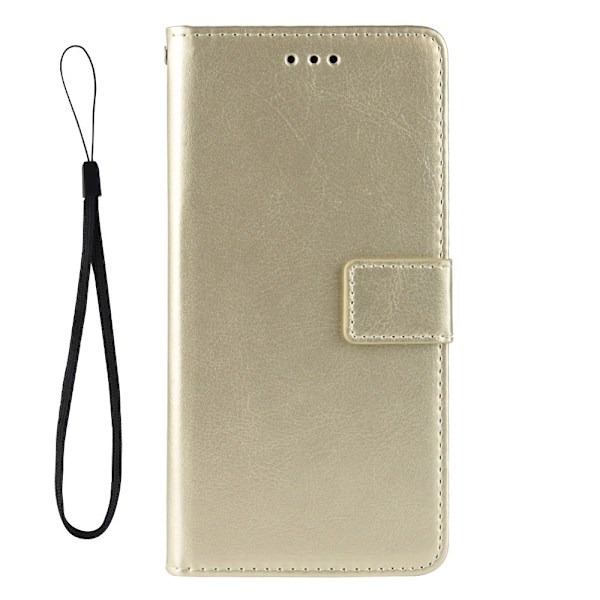 Samsung Galaxy A02s - Crazy Horse Läder Fodral - Guld Gold Guld