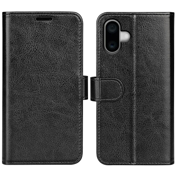 iPhone 16 Fodral Läder Crazy Horse Svart